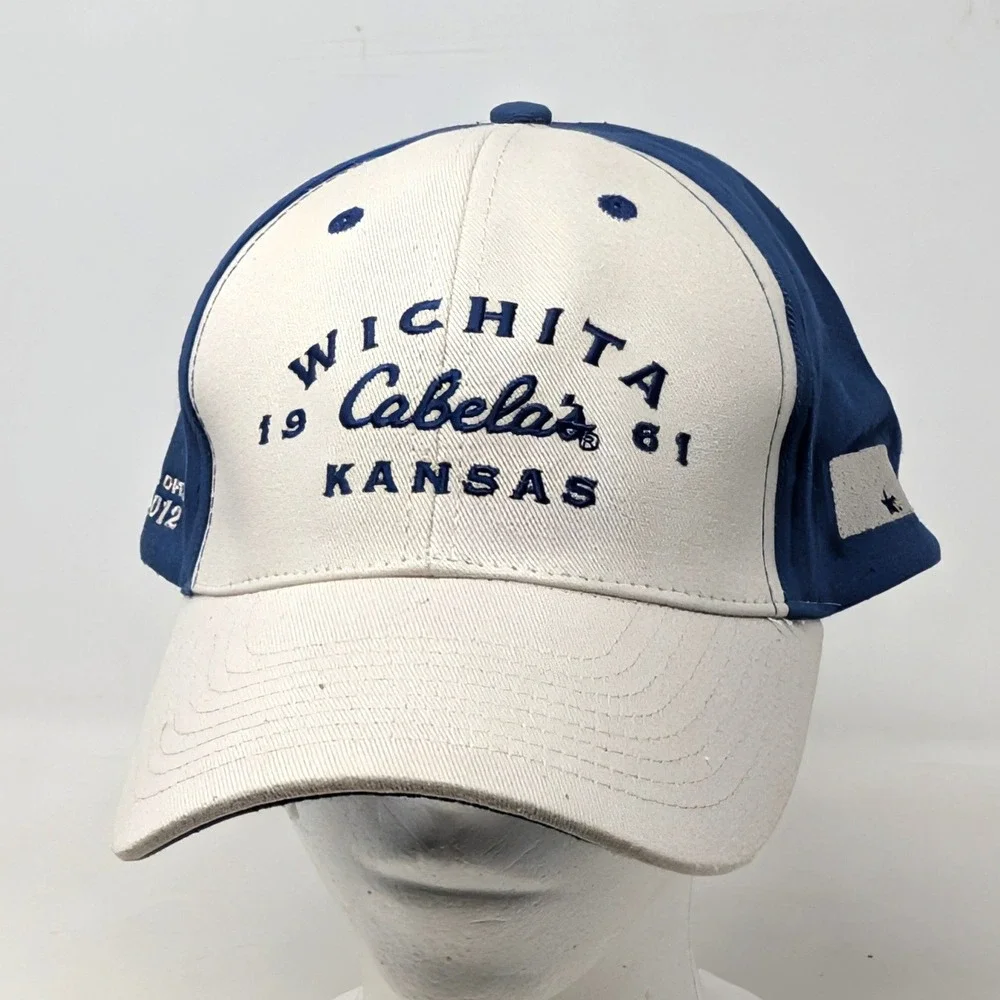 Cabelas Wichita Kansas Grand Opening 2012 Hat Blue Cream Cotton Baseball Cap
